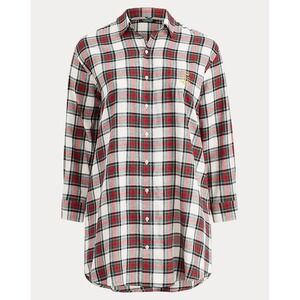 Lauren Ralph Lauren Flannel Cotton‎ Sleep Shirt Plaid Embroidered Logo Cabincore